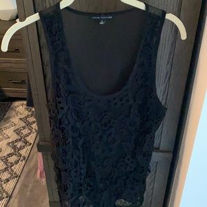 Sheer lace overlay tank top